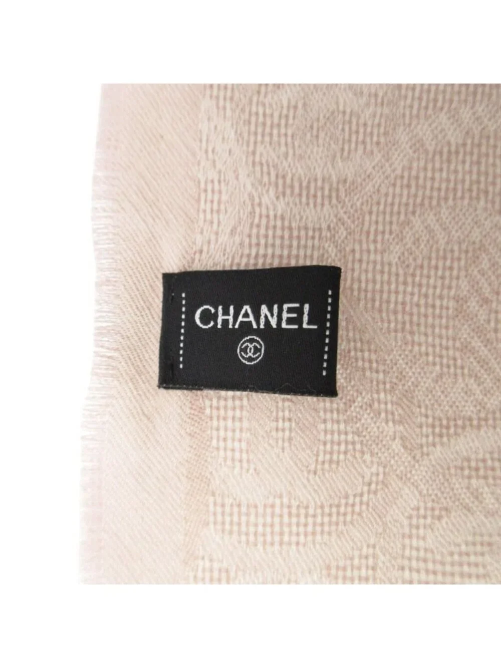 Chanel Shawl Cashmere Scarf Fringe CC Logo All Over Pattern Pink